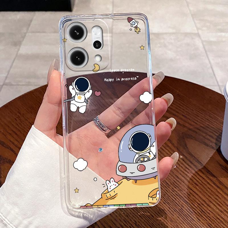 Чехол для Oppo Reno14 / Reno 14F / Reno 14 Pro Прозрачный Силиконовый Желе Мягкий ТПУ Задняя Крышка Милый Кролик Кошка Динозавр Чехол для Телефона