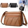 2025 New Soft Leather Texture Women's Shoulder Bag Multi-layer Large-capacity Retro Splicing Crossbody Bag Fashion Simple Shoulder Bag