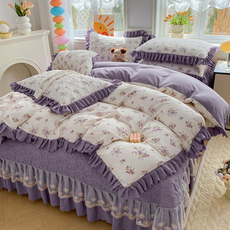 Комплект постельного белья класса А для матери и младенца, 4 предмета, утолщенные стеганые простыни, 3 предмета, комплект маленького жаккардового пододеяльника из бамбукового хлопка, осень, зима