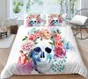 3D Black Skull Head Pattern Bedding Single Double Bed Full Size Special Skull Head Print Pillowcase and Quilt Cover 2 or 3 Comfortable Home Decoration