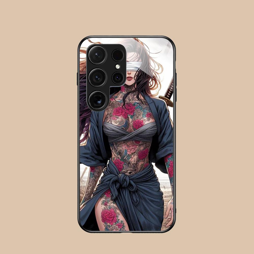 Модный чехол для телефона с тату-девушкой для Samsung Galaxy S26 S25 S24 S23 S22 S21 S20 Note20 Plus FE Ultra Стекло Цветная крышка