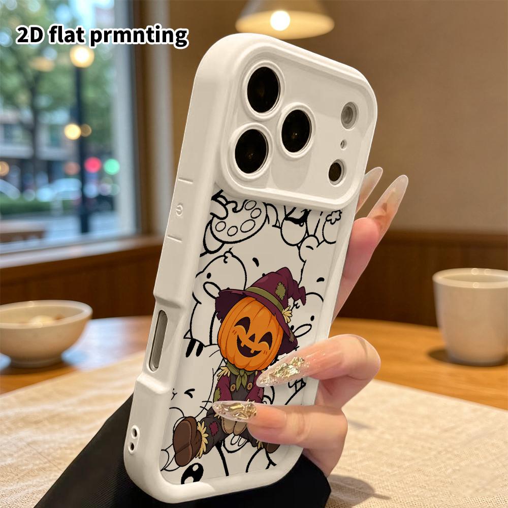 Phone Case: 2D flat design, fits iPhone 18, 17, 16, 15, 14, 13 Pro, pumpkin head scarecrow, perfect Christmas and Halloween holiday gift