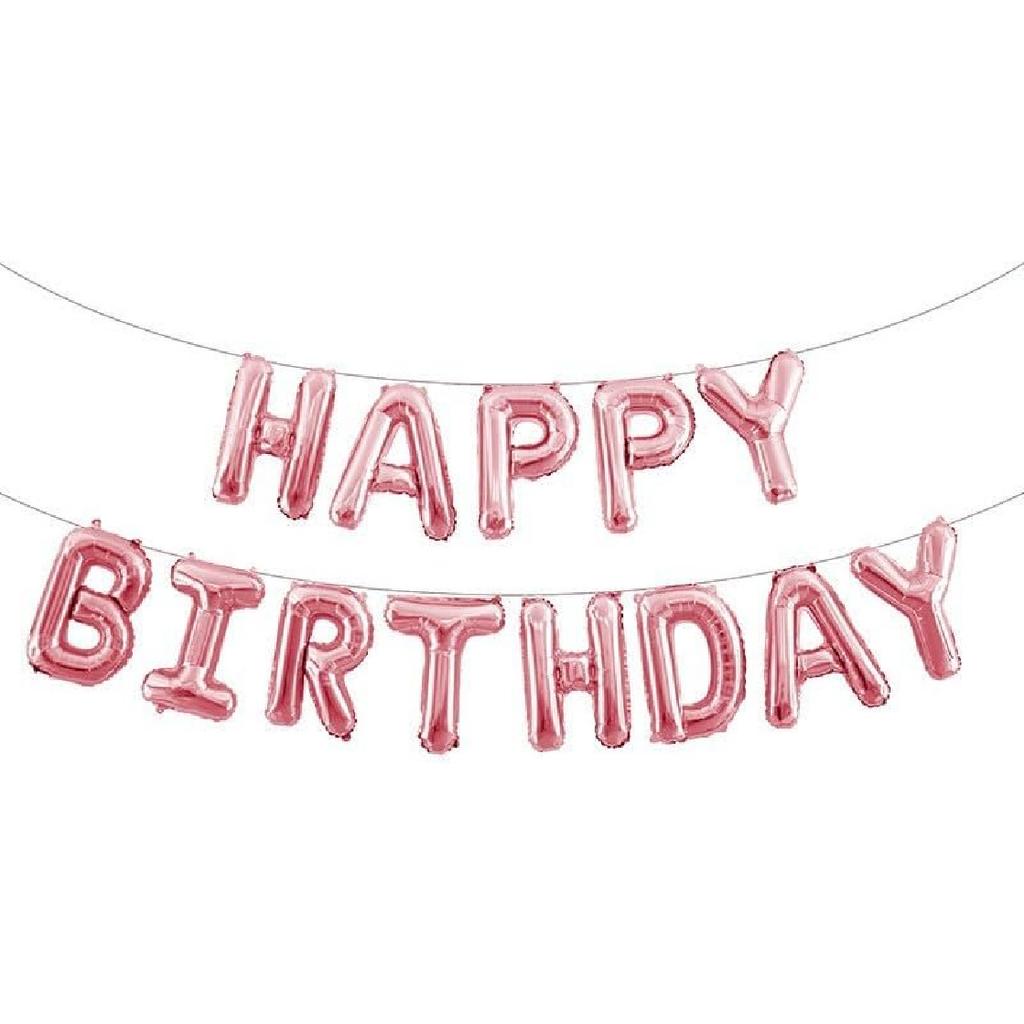 Light Blue Happy Birthday Balloons Banner 16 Inch Mylar Foil Letters Birthday Sign Banner Bunting Reble for Girls Boys Kids & Adults Birthday
