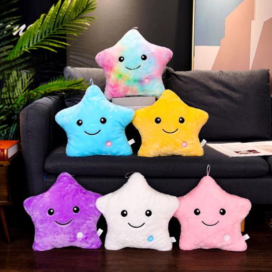 Twinkle Star Pillow Stuffed Star LED Light Up Cushion Glowing Star Throw Pillow Night Light Kids Sensory Plush Toy for Children
