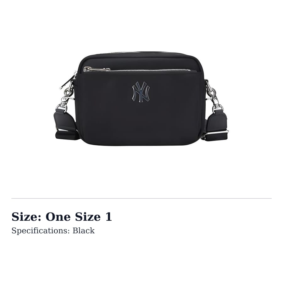 MLB New York Yankees Nylon Fabric Camera Bag, Shoulder Bag, Crossbody Bag Unisex Black 32BGD1011-50L