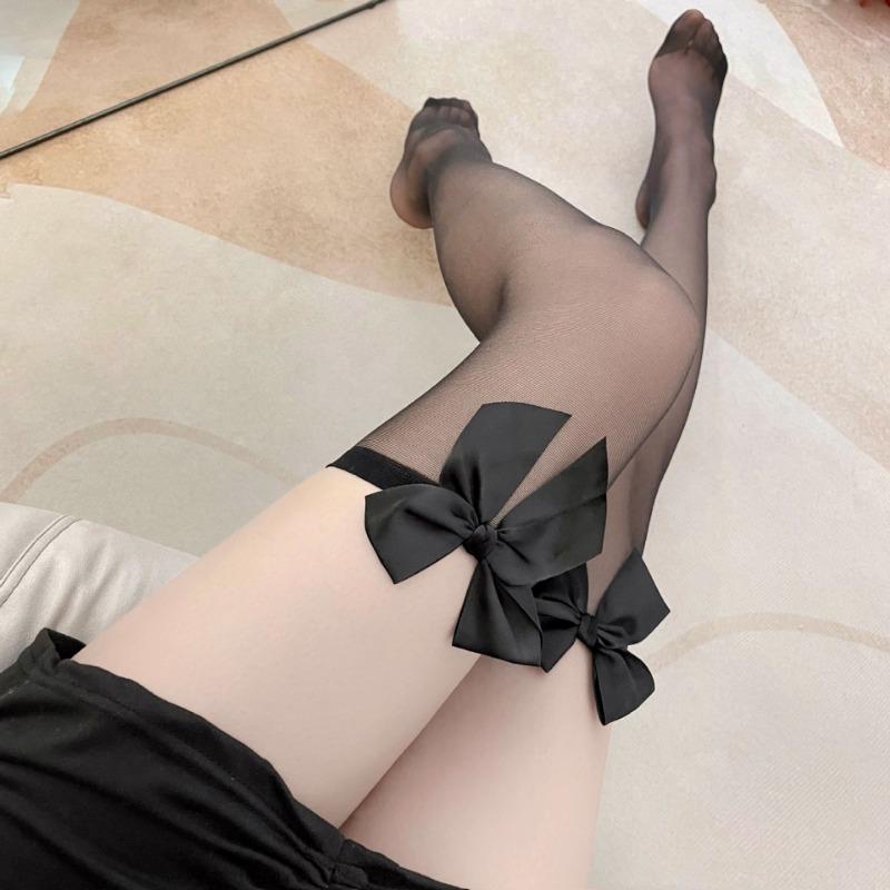 Sexy underwear stockings black stockings bow sexy ultra-thin stockings women's thigh socks