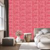 Polynesian Geometric Pattern Wallpaper Coral and Red 50x1000