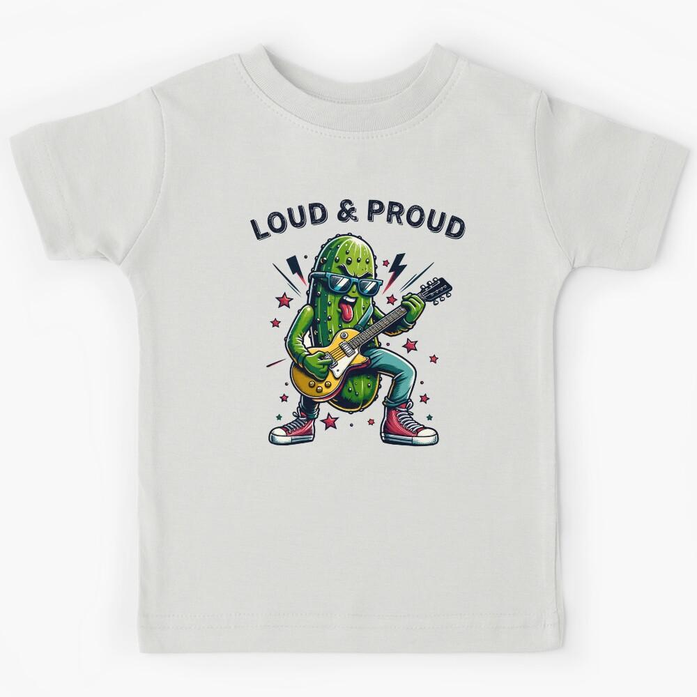 Pickle Rock Star With Guitar Loud And Proud Rock Styled Kids T-Shirt