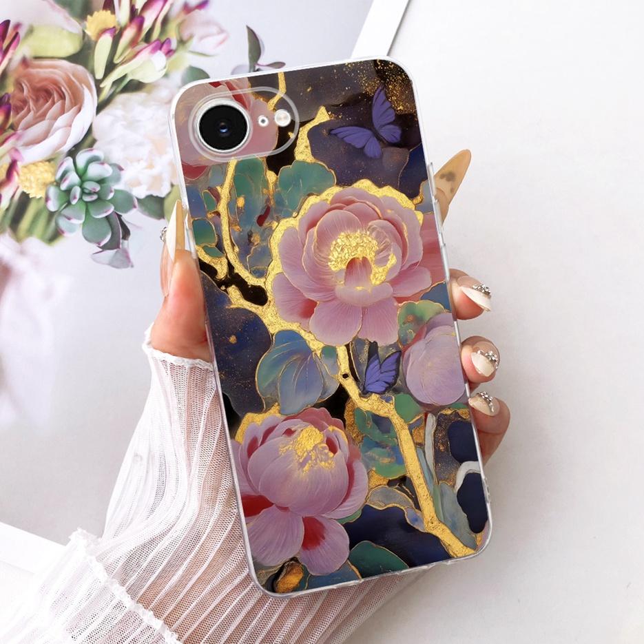 For Apple iPhone 16e Case A3409 Luxury Flowers Butterfly Painted Cover Soft Slim Phone Case For iPhone 16e iPhone16e Fundas Bags