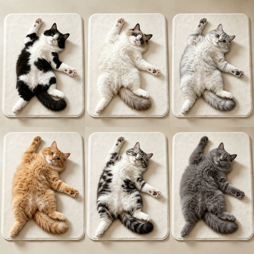 Ragdoll Cat/Cow Cat/Civet Cat Bathroom Carpet Water-absorbing Floor Mat Table Bedside