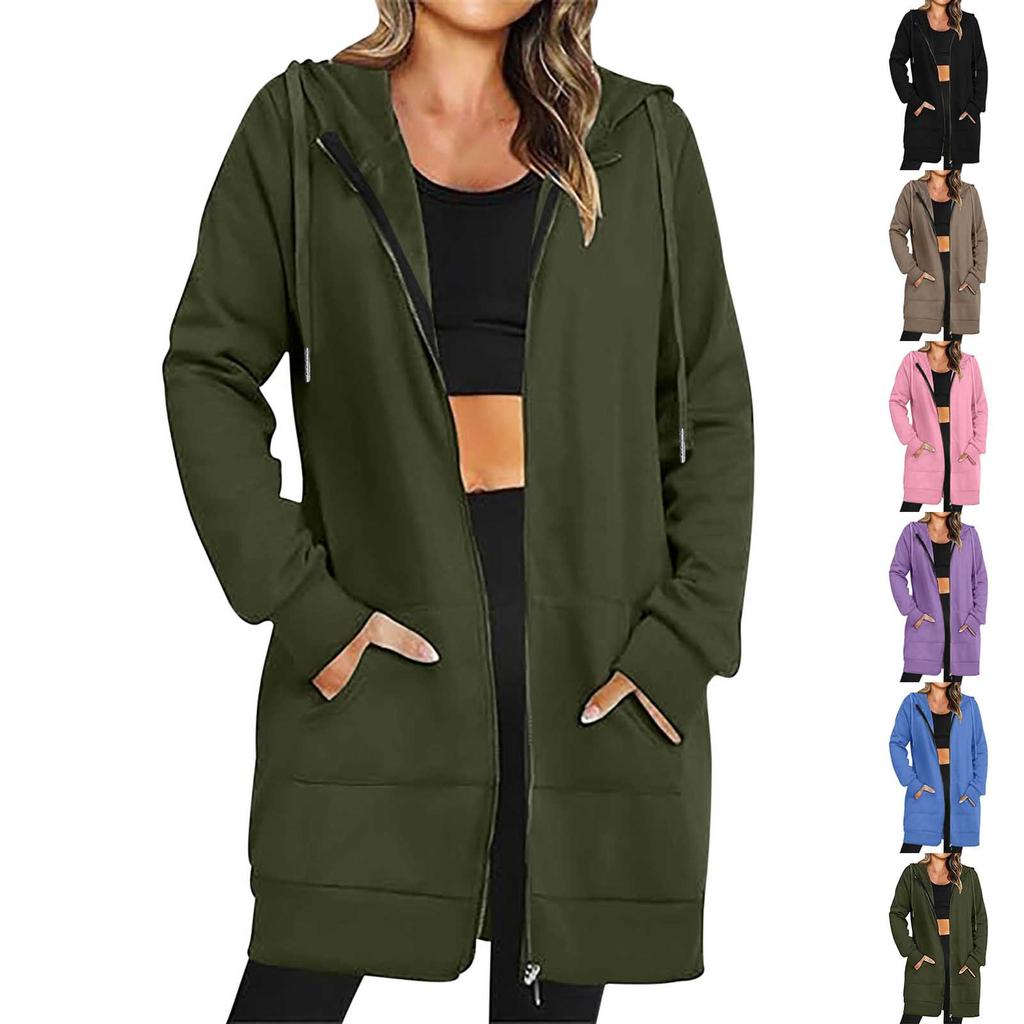 Women's Zip Up Hoodies Oversized Fleece Long Pullover Hooded Sweatshirts Casual Long Sleeve Fall Hoodie Jacket