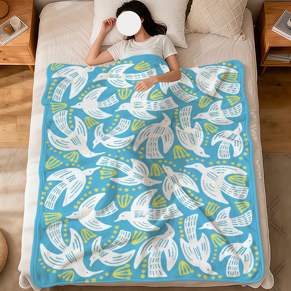 Color fashion versatile modern seagulls bird soft warm plush blanket dorm sofa living room pet hogar bed gift nap home Flannel