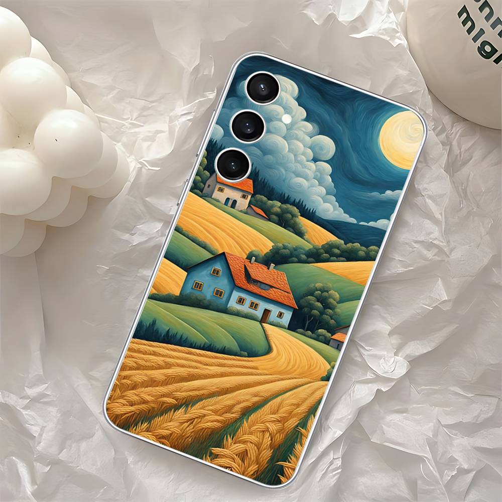 Сельская местность Поле пшеницы Искусство Чехол для телефона Для Samsung Galaxy A52 A12 A51 S21 Edge S22ULTRA S23 S24 S20LITE Plus Ultra Прозрачный