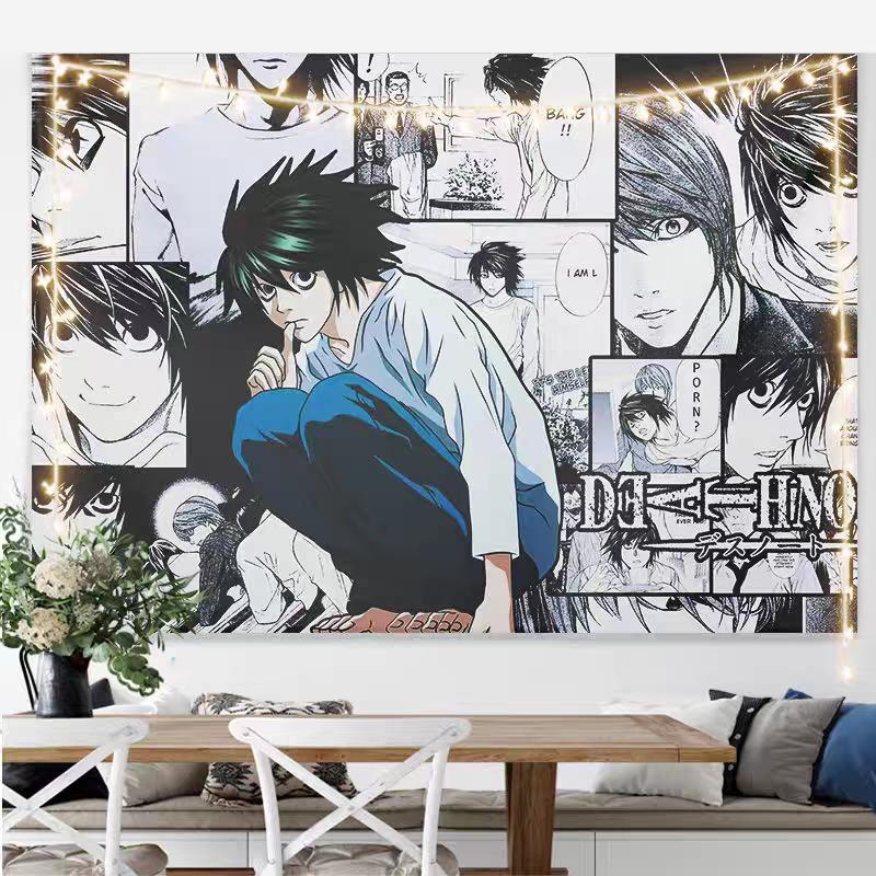 YYagami Light DDeath NNote Background Comic Peripheral Tapestry Student Room Bedroom Decoration Wall Cloth Hanging Tapestry