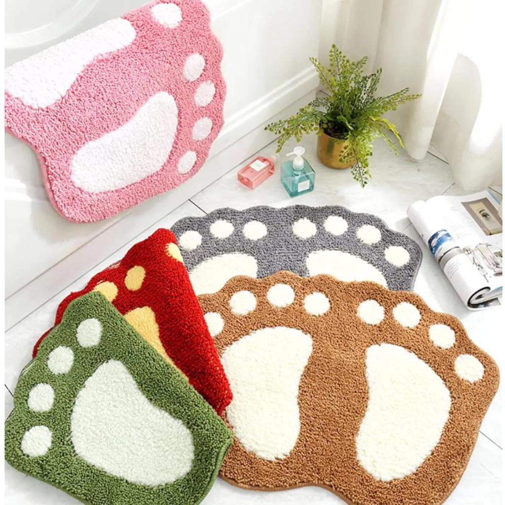 Cute Footprints Big Feet Bath Mats Pads Cartoon Style Toilet Non-slip Rug for Bathroom Carpet Floor Super Absorbent Mat Foot Rug