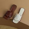 Модные французские модные винтажные сандалии и тапочки женские летние верхние нескользящие тапочки плетеные мягкие подошвы женская обувь сплошной цвет