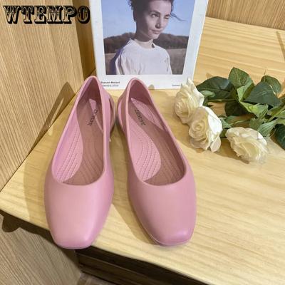 Офисные женские однотонные дышащие туфли из ЭВА на толстом каблуке с противоскользящим покрытием, повседневные рабочие туфли для женщин, весна-лето, универсальные туфли большого размера