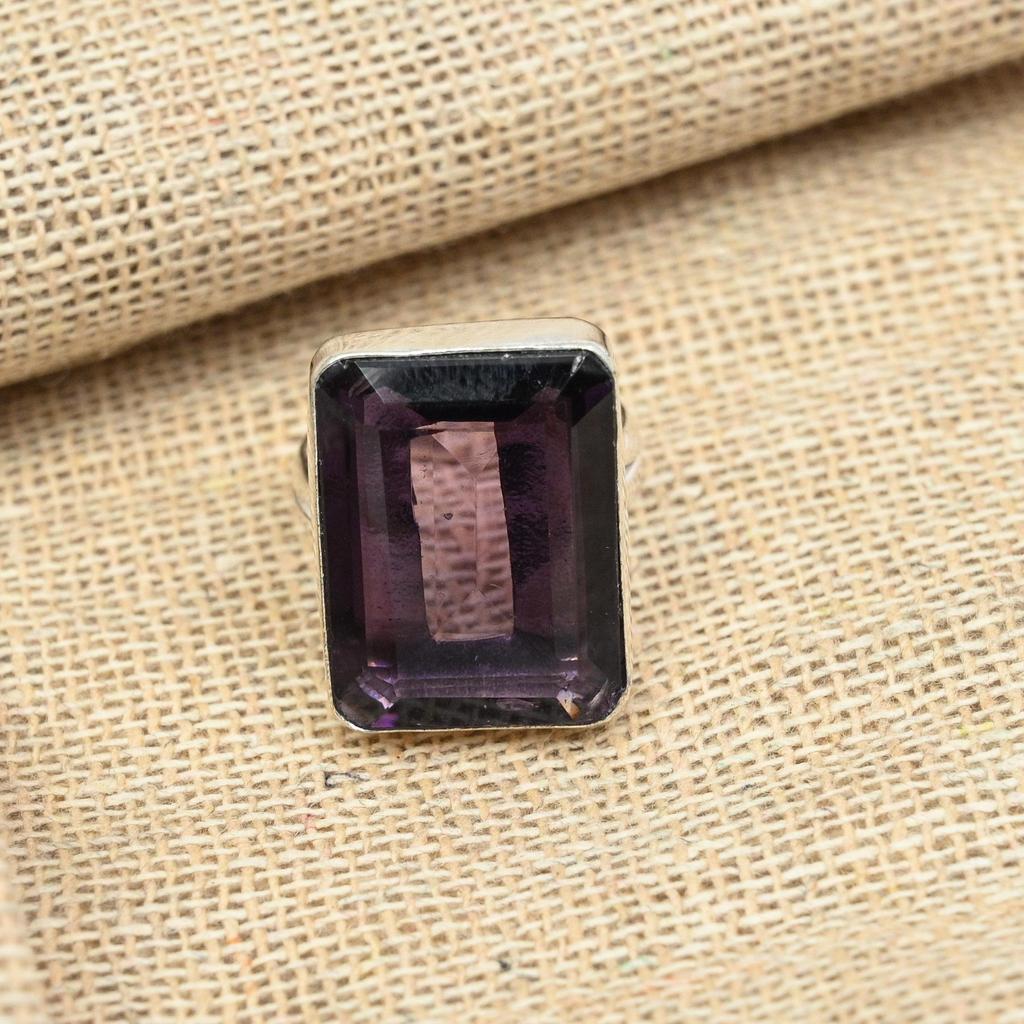 Великолепный граненый аметист драгоценный камень стерлингового серебра 925 пробы кольцо ювелирные изделия ручной работы