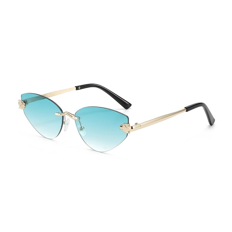 Металлические солнцезащитные очки «кошачий глаз» без оправы для женщин и мужчин, градиентные, высококачественные, брендовые, для путешествий, улицы, вечеринок, женские, мужские, очки, UV400