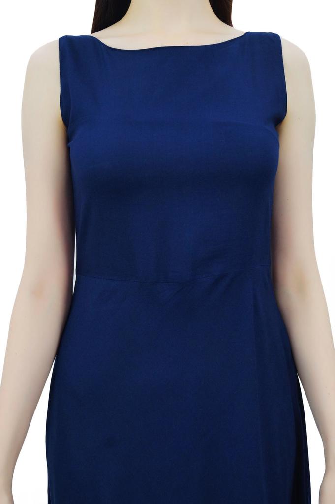 Bimba Womens Mid-Calf Length Summer Shift Dress Plain Ruffled Bottom With Fabric