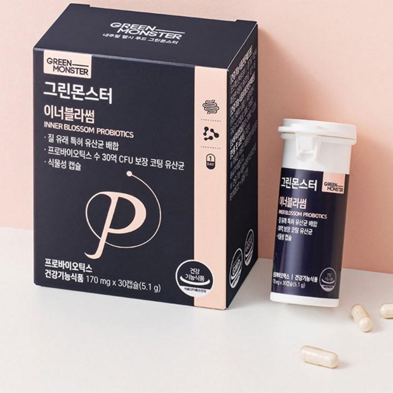 GREEN MONSTER Vaginal Lactobacillus Inner Blossom 3 Billion CFU, 30 Tablets, 1 Unit