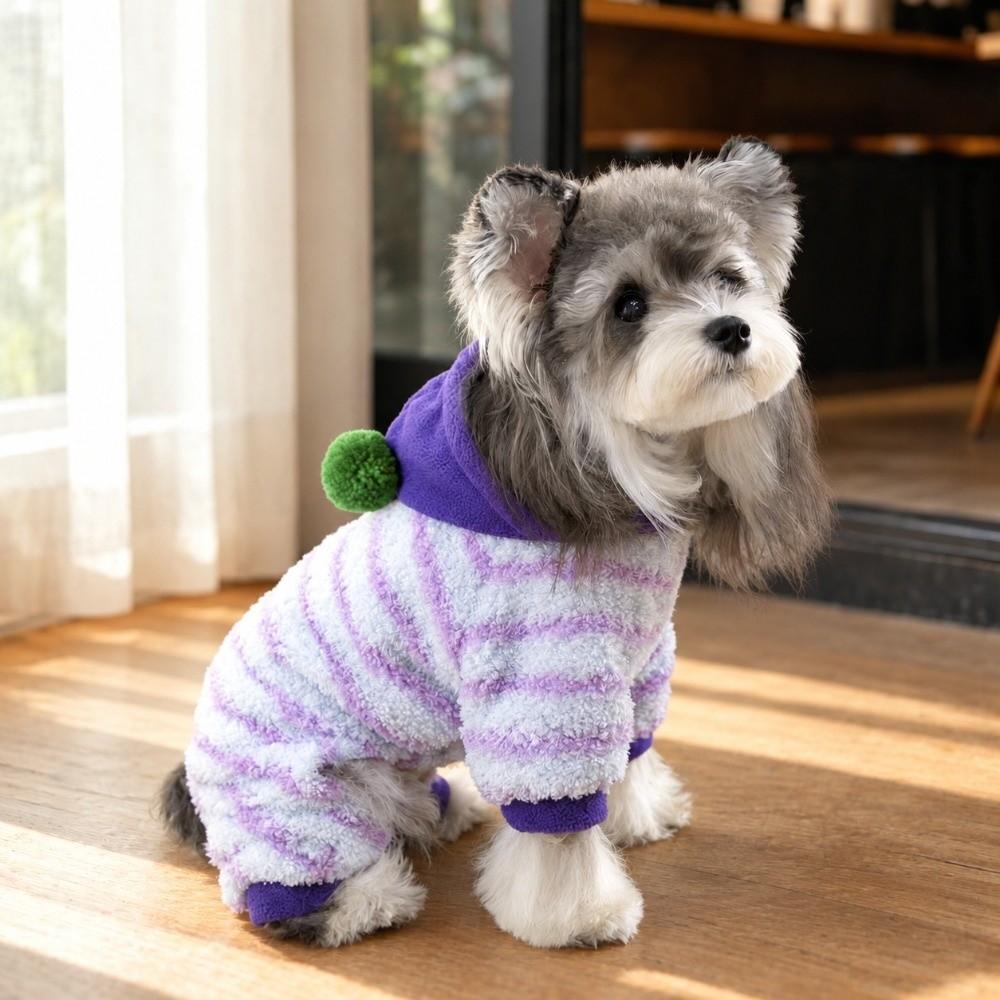 Thickened Dog Hoodie Jumpsuit Warm Dog Winter Clothes Cute Pet Four Legged Outfit  Outdoor Play