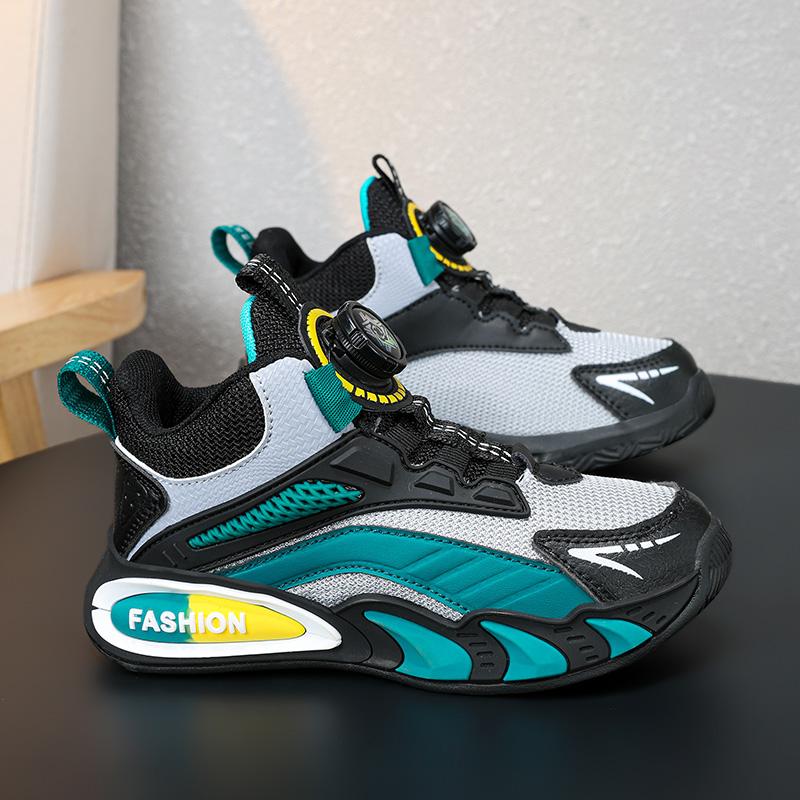 Детская спортивная обувь весна/осень Кроссовки для девочек Модная спортивная обувь для мальчиков Спортивная обувь для девочек с вращающимися пуговицами и толстой подошвой