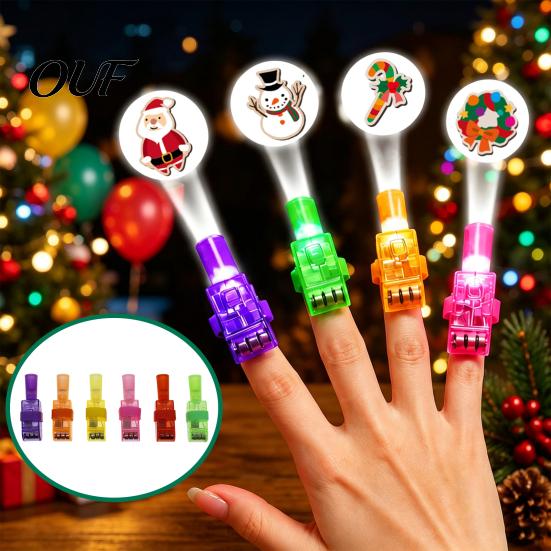 Projection Ring Toys Christmas Finger Projector Light, Mini Patterns LED Toy for Kids, Childrens Party Gift Sets Light Up Xmas Supplies Kindergarten