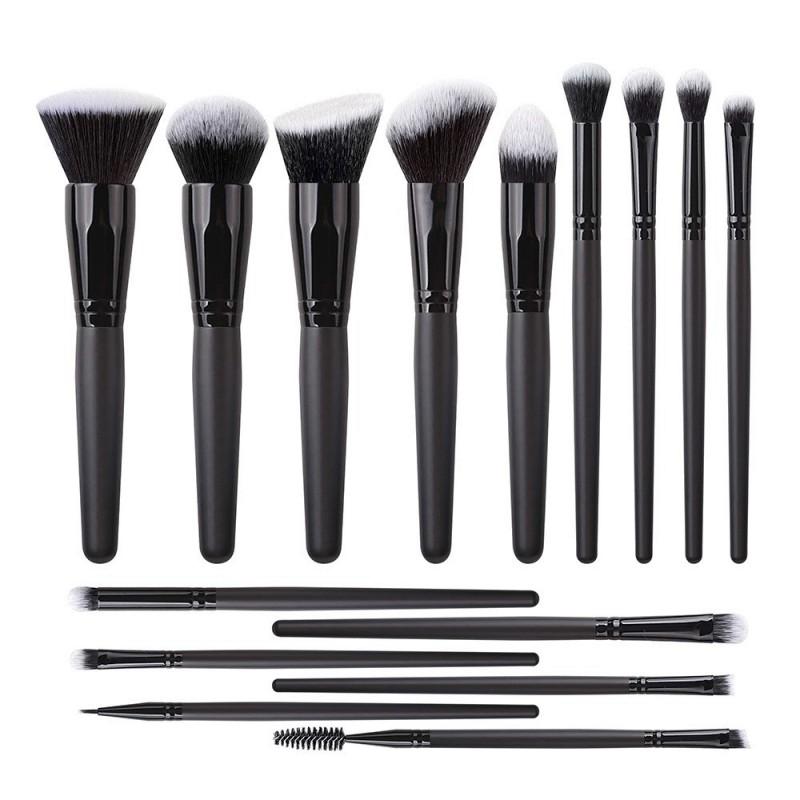 15pcs Black Makeup Brush Set Foundation Powder Blush Eyeshadow Concealer Brushes Daily