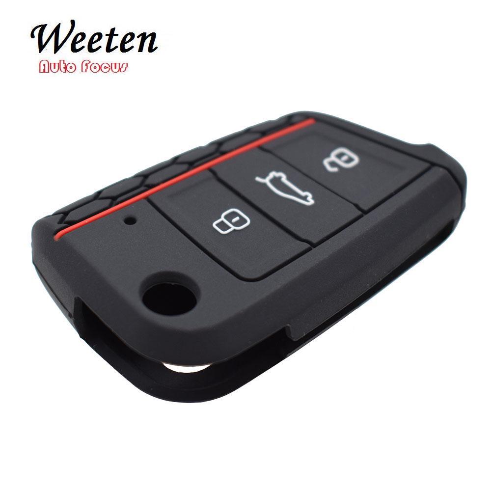 Силиконовый чехол для ключа для VW, Skoda, SEAT - дизайн «DON'T TOUCH MY KEY», черный с красными акцентами