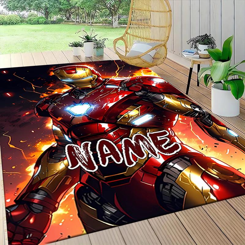 Custom Name Iron Man: Power Courage Carpet Rug Customizable Soft Washable Anti-Slip Home Living Room Sofa Mats Personalized Rug. 0909434