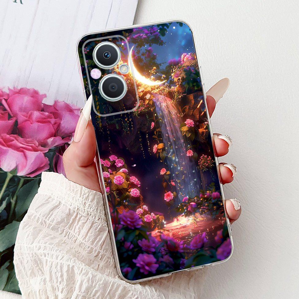 Clear For Oppo Reno 7Z 5G CPH2343 Case For Oppo Reno 8Z 5G CPH2457 Cover Luxury Butterfly Love Fashion Flowers Cool Lion Painted