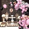 122pcs Metal Silver Black Pink Balloon Garland Set, Suitable for Valentine's Day, Birthday Party Wedding Background Decoration