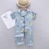 Kids Pajama Set Summer Boys Girls Pineapple Print Short Sleeve Tops Pants Sleepwear Suit