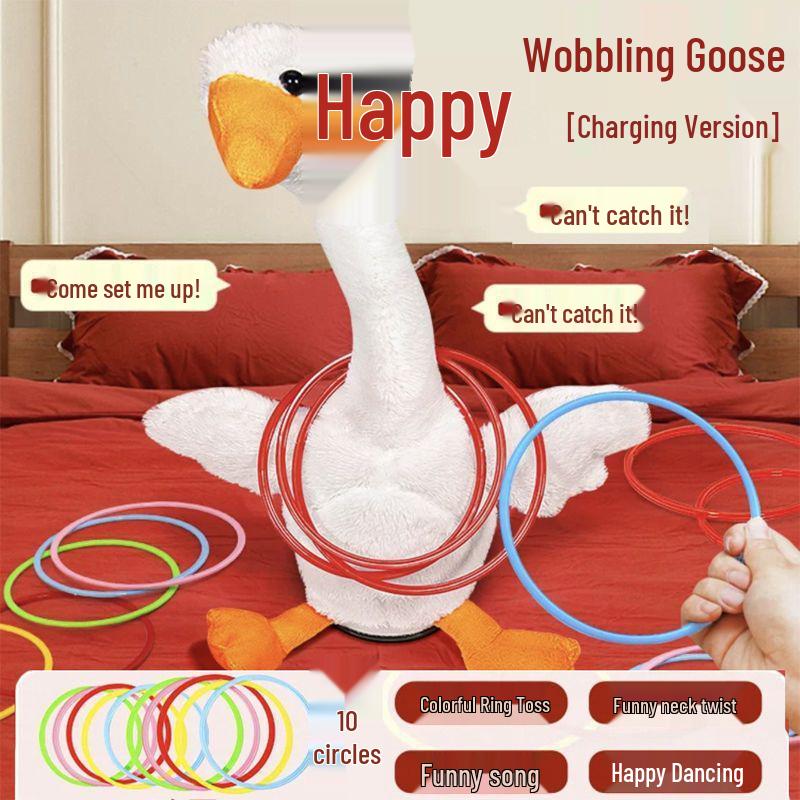 Inflatable Goose Ring Toss Game - Shaking Head Duck Stuffed Toy