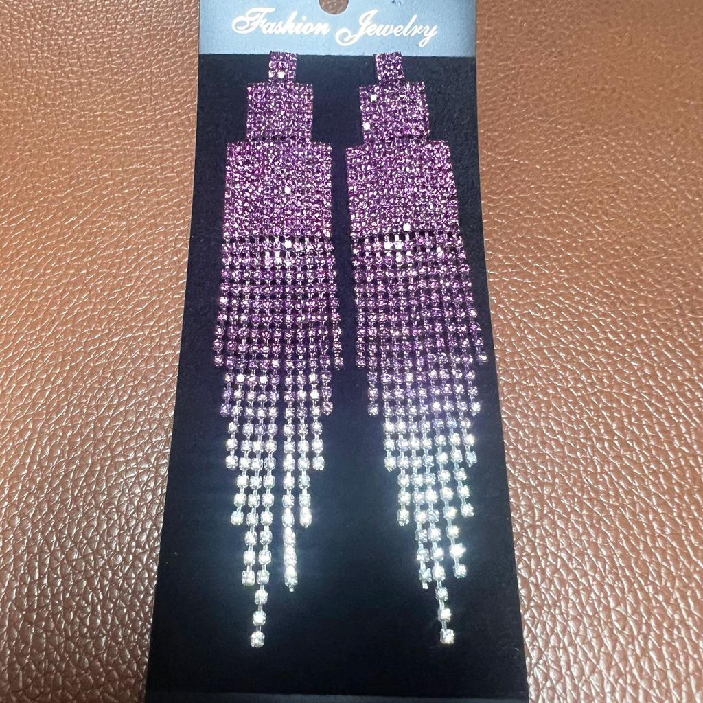 DINGKA Роскошные серьги-пусеты с длинной кисточкой из страз для женщин