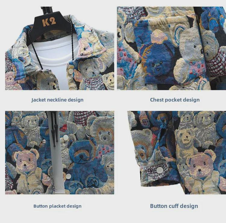 Мужская джинсовая куртка свободного кроя с рукавом три четверти — свободный крой, модный и прочный жаккардовый дизайн.