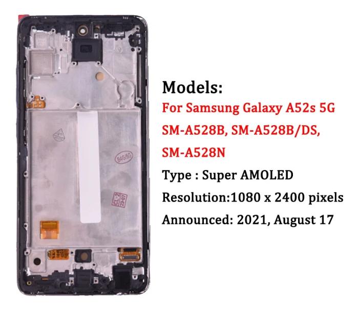 6,5" Amoled с рамкой для Samsung A52S 5g A528 ЖК-дисплей с сенсорным экраном в сборе