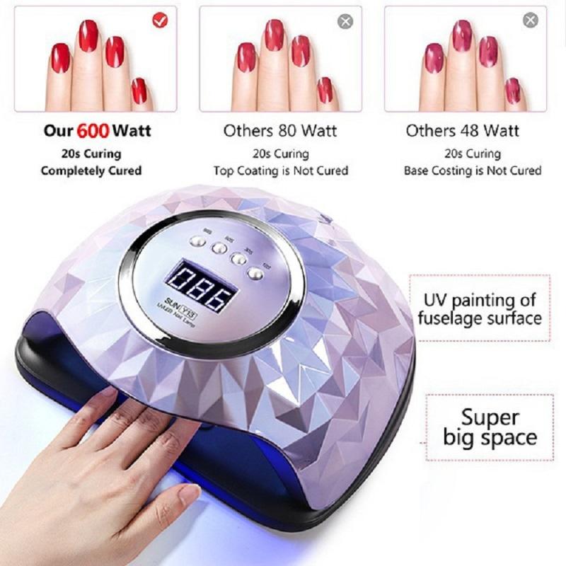 600W UV LED Nail Lamp High Quality Nail Dryer Lamp with Automatic Sensor LED Light 4 Timer Professional Manicure Pedicure Nail Epuipment