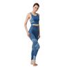 Seamless Blue Athlete High Waist Tights And Thick Strapless Underwire Crop Top Bustier Set Of 2