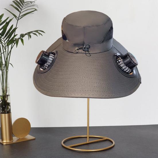 Мужская шляпа от солнца с двойным источником питания, вентилятором, трехскоростной регулируемой ветром, широкими полями, рыболовная шляпа, походная шляпа для рыбалки