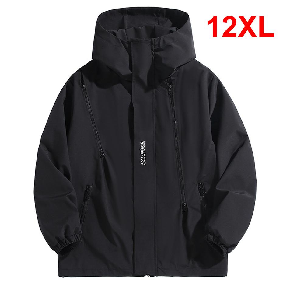 10XL 12XL Plus Size Ветровка Мужская Водонепроницаемая Куртка Однотонная Черная Ветровка Пальто Мужская Большая Размерная Верхняя Одежда Для Отдыха На Природе