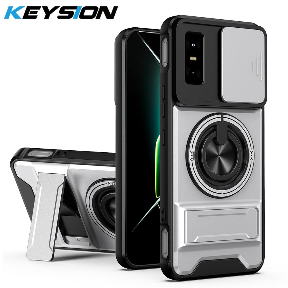 KEYSION Магнитный чехол для телефона для Infinix GT 30 30 Pro 5G Защита камеры со сдвижной крышкой Вертикальная подставка Кольцо 360 Ударопрочная задняя крышка