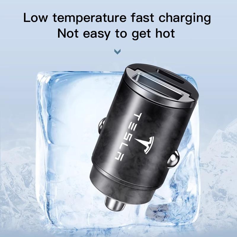 CQEPN1 Mini 100W PD Fast Charging Car Phone Charger USB C Adapter Logo For Tesla Model 3 Y S X Cybertruck Coil Bonina Juguete Roadster