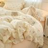 Princess Style Bedding Sets Ruffle Lace Bow Quilt Cover Romantic Bedclothes Decor Woman Girls Bedroom Duvet Cover 4pcs