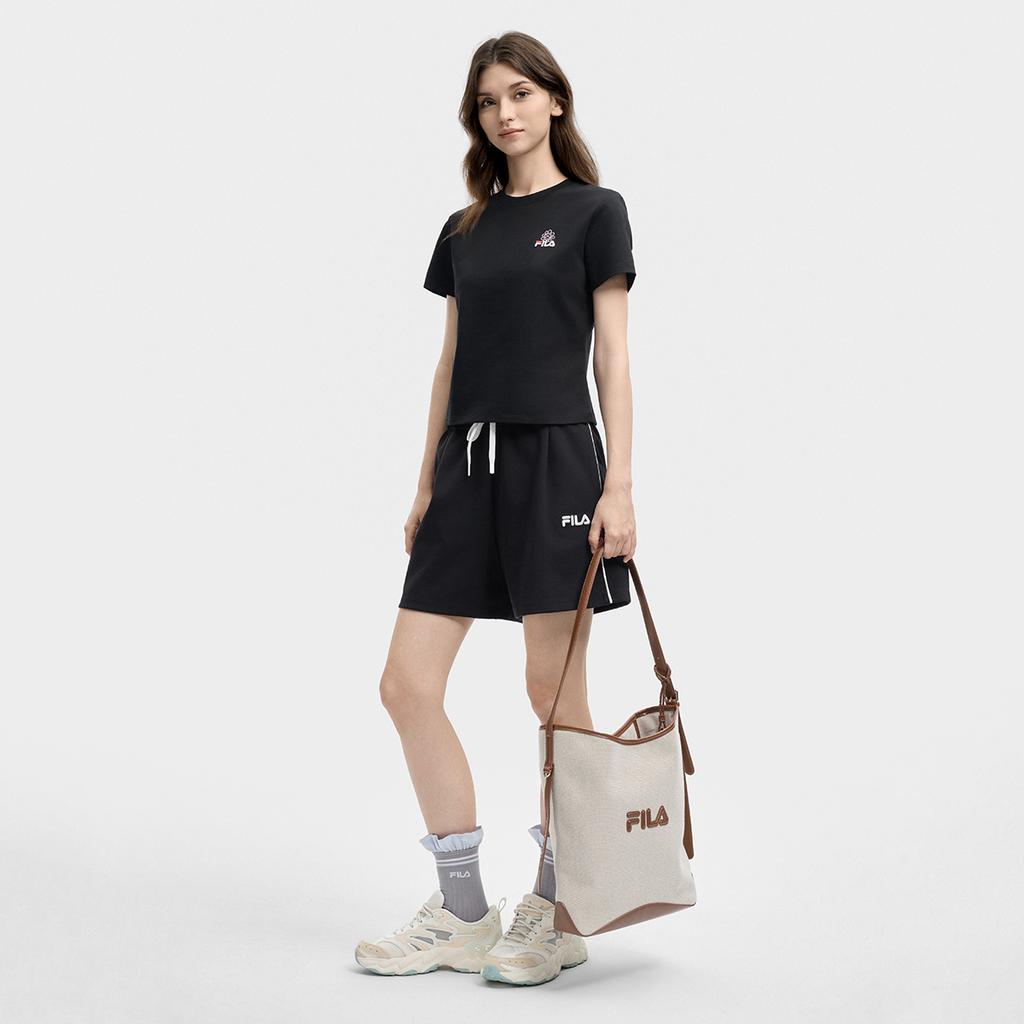 Fila Оригинальная модная классическая ретро повседневная универсальная удобная хлопковая футболка с коротким рукавом и вышитым логотипом, узкого кроя, с круглым вырезом F51W629103FBK