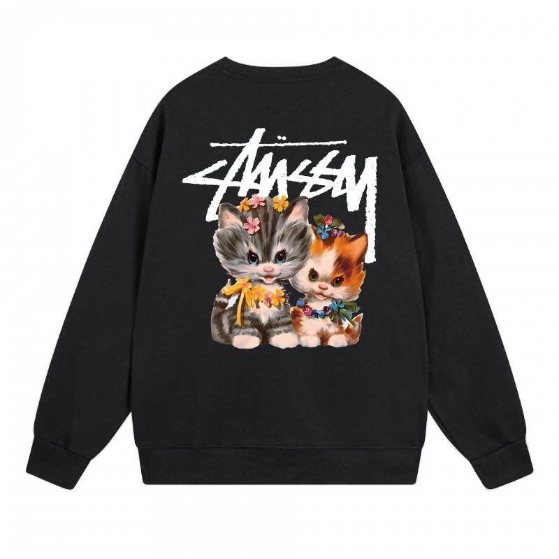 Classic Print Hoodie Mens Loose Fit Crewneck Cotton Sweatshirt Casual Wear