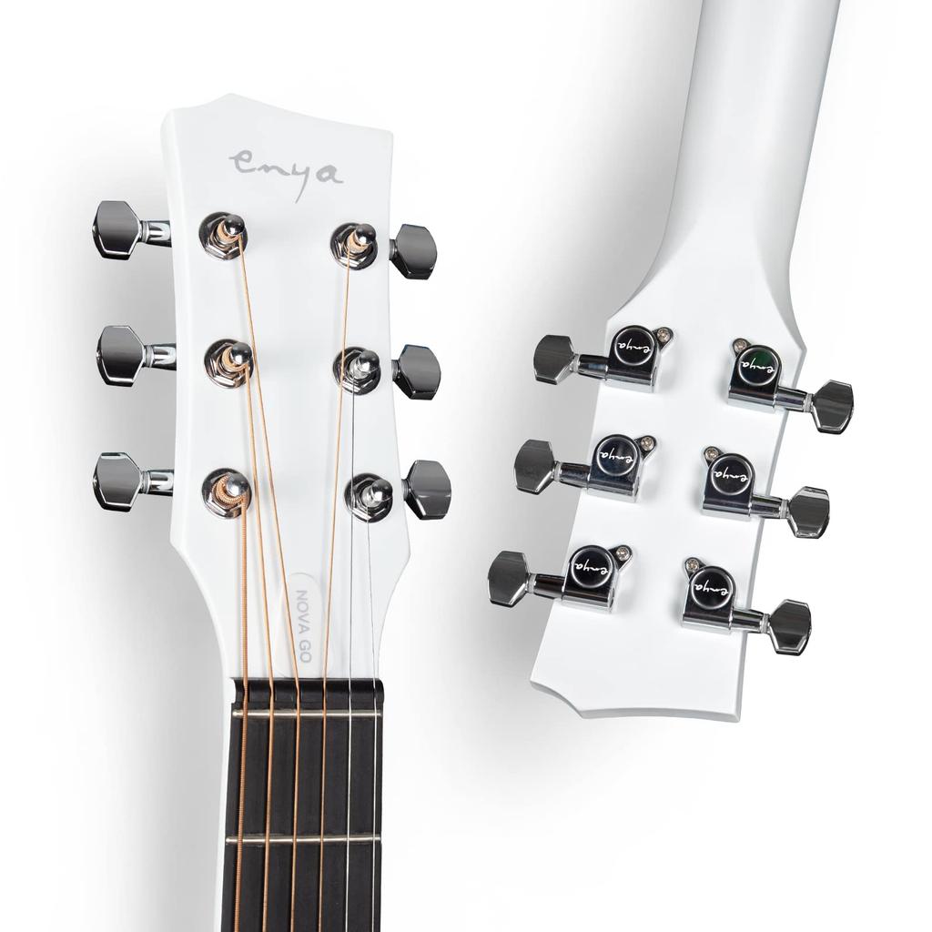 Enya Nova Go SP1 Acoustic/Electric Guitar, Carbon Fiber Mini Guitar with AcousticPlus Pickup, Includes Guitar Case and Strap (White)