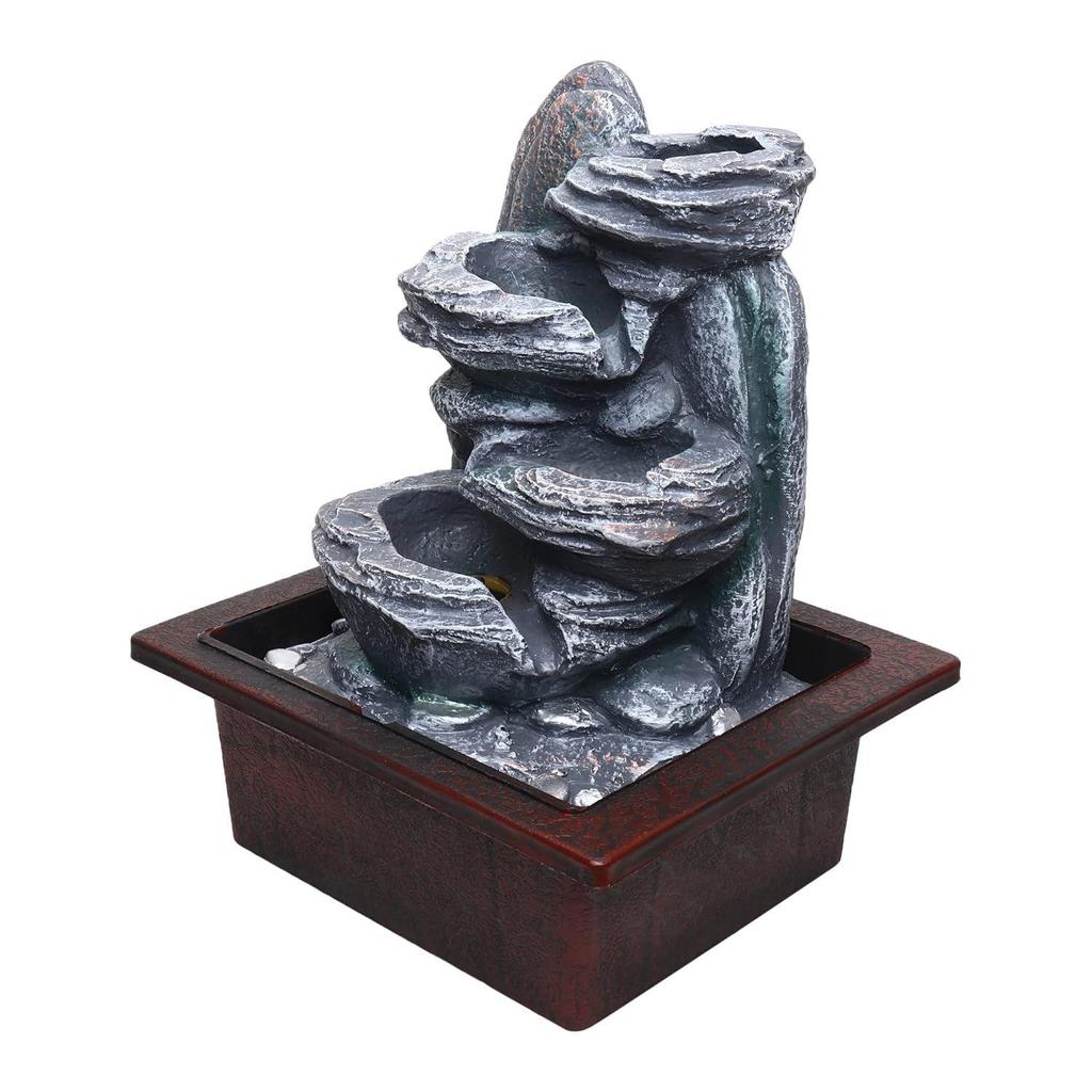 Tabletop Water Fountain, Polyresin Indoor Outdoor Water Fountain with LED Lights for Home Decor, Decoration Showpiece Gifts