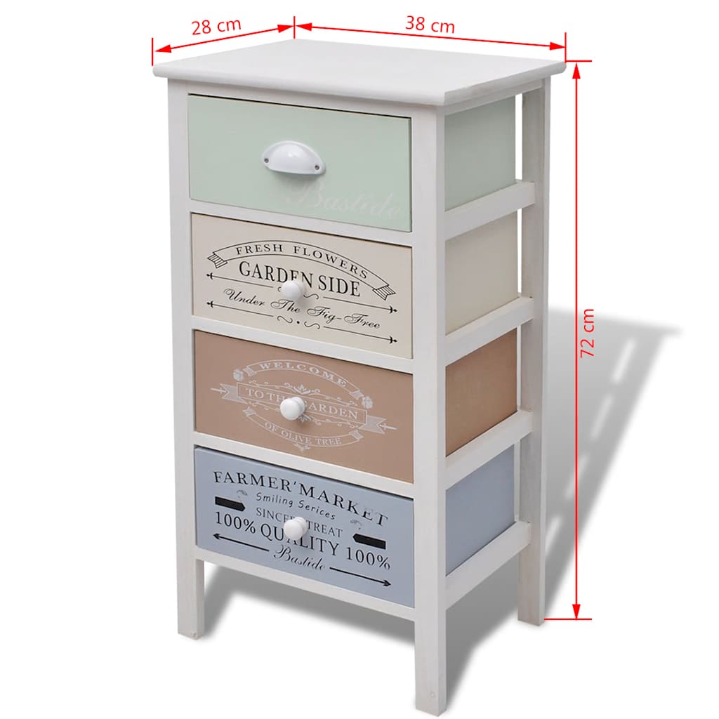 Side Cabinet with 4 Drawers French Style Wood